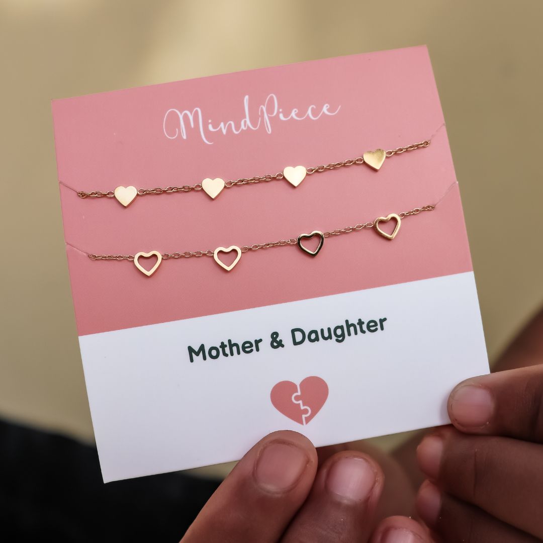 Bracelet heart (2 pcs) | mom & (teen) daughter - gold & silver