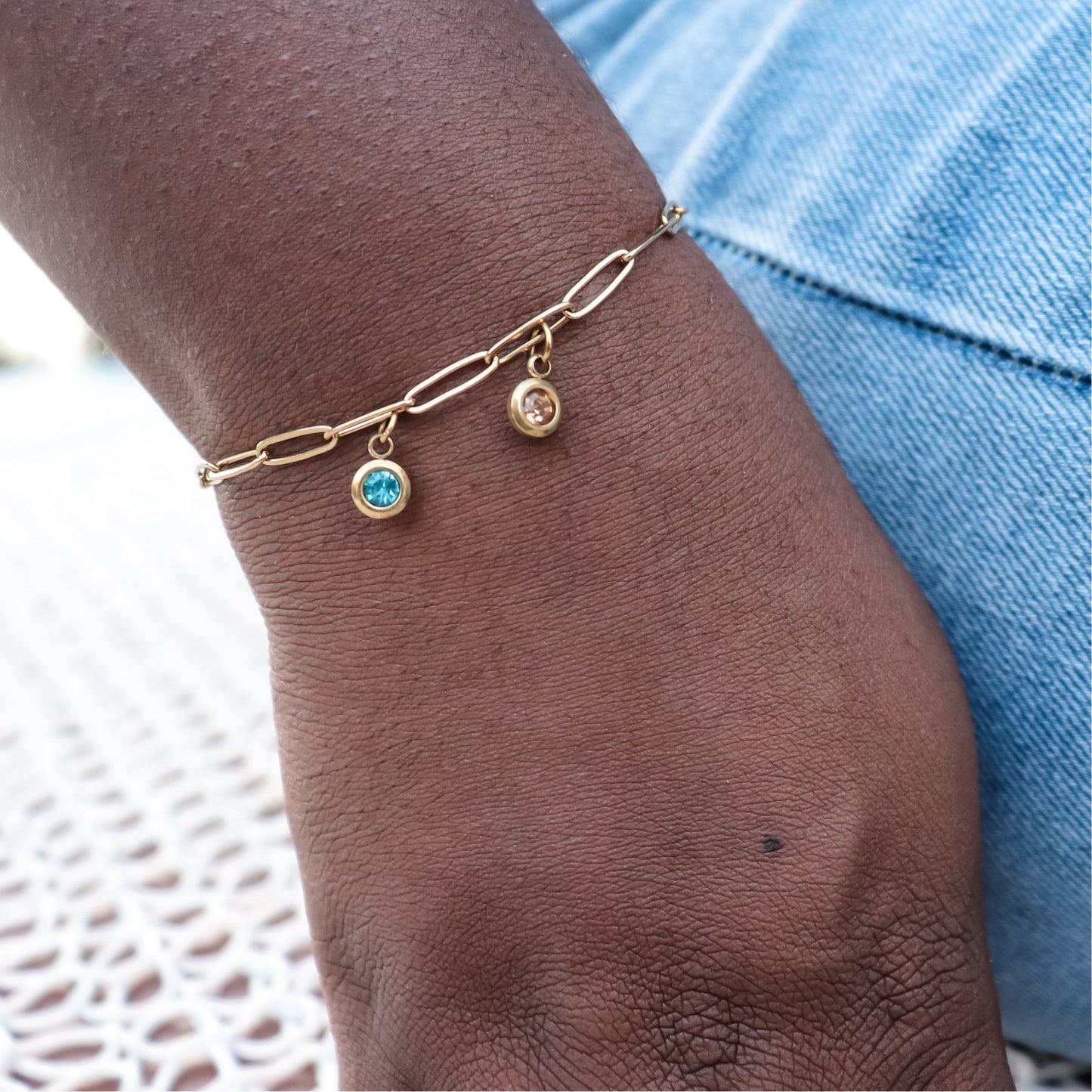 Bracelet birthstone - gold & silver