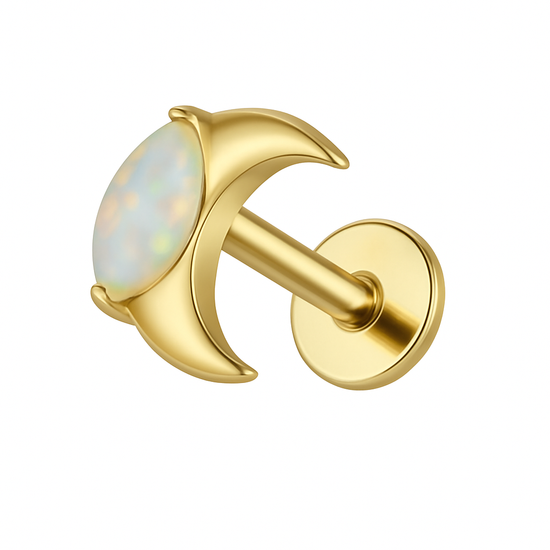 Ear Piercing Lunar -  titanium | gold