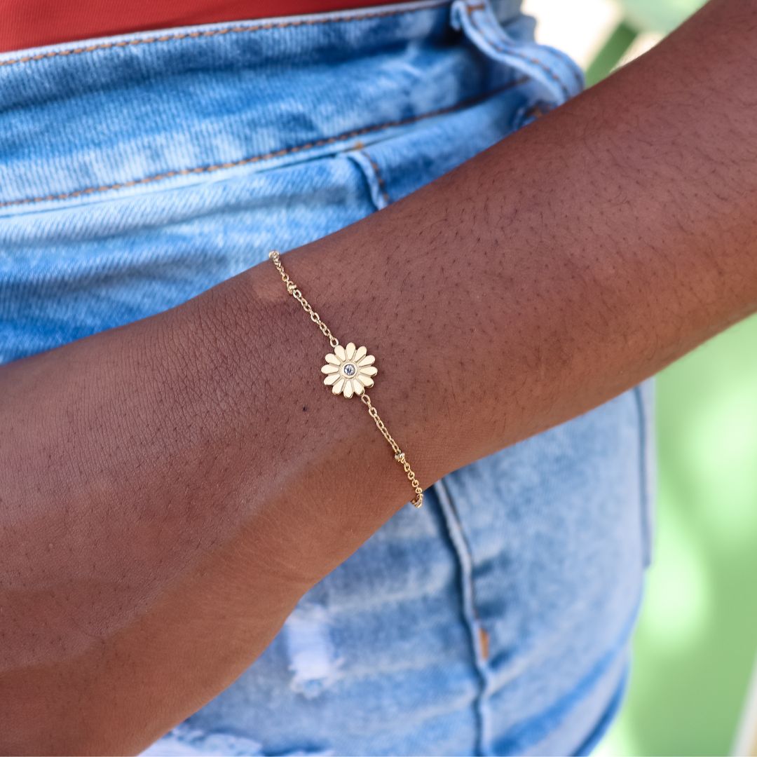 Bracelet daisy flower - gold & silver