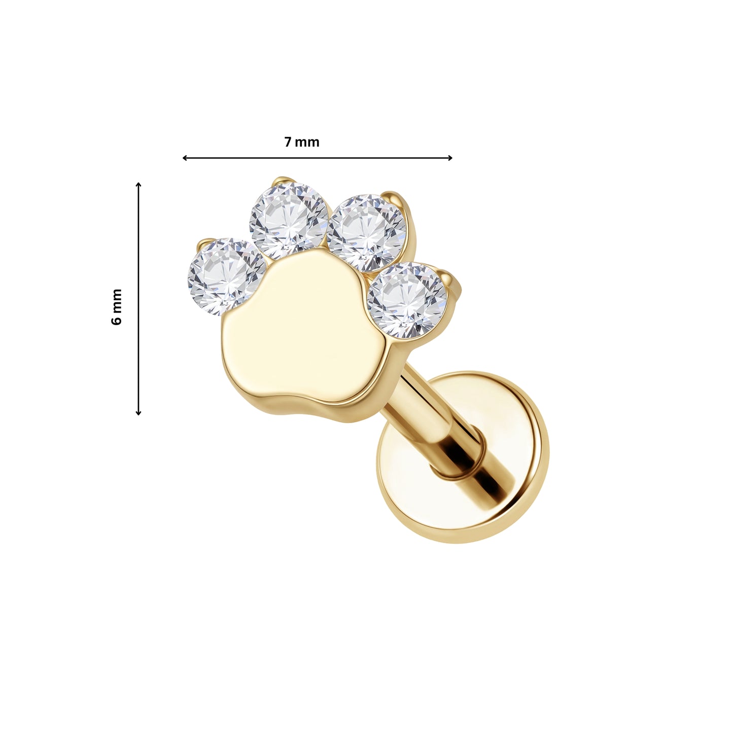 Ear Piercing Paw -  titanium | gold