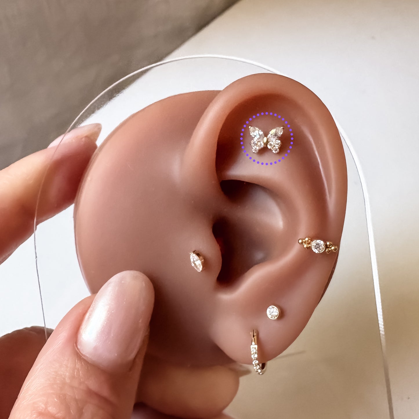 Ear Piercing Butterfly -  titanium | gold