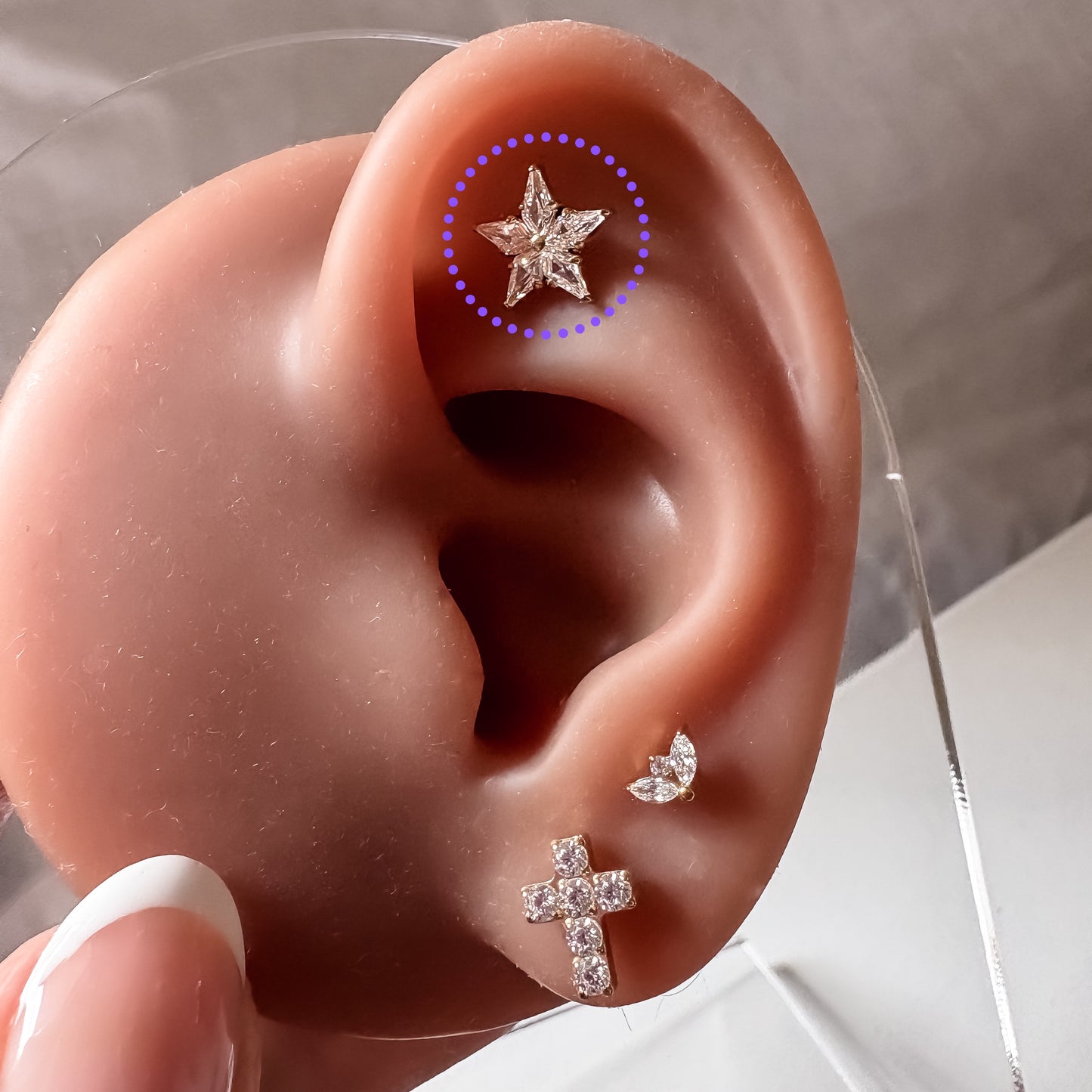 Ear Piercing Star -  titanium | gold