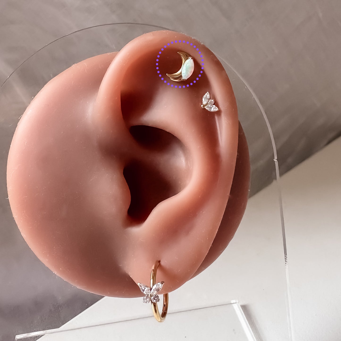 Ear Piercing Lunar -  titanium | gold