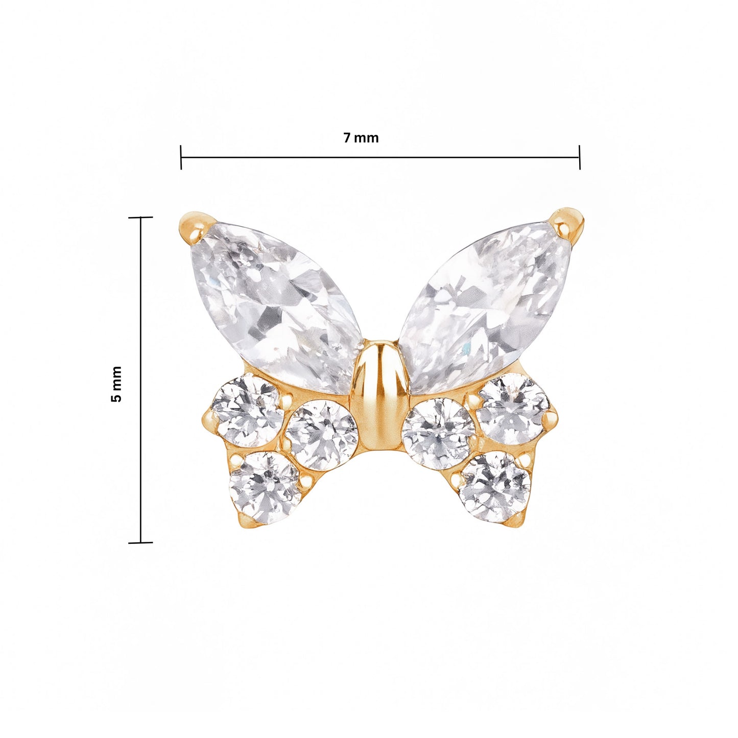 Ear Piercing Butterfly -  titanium | gold