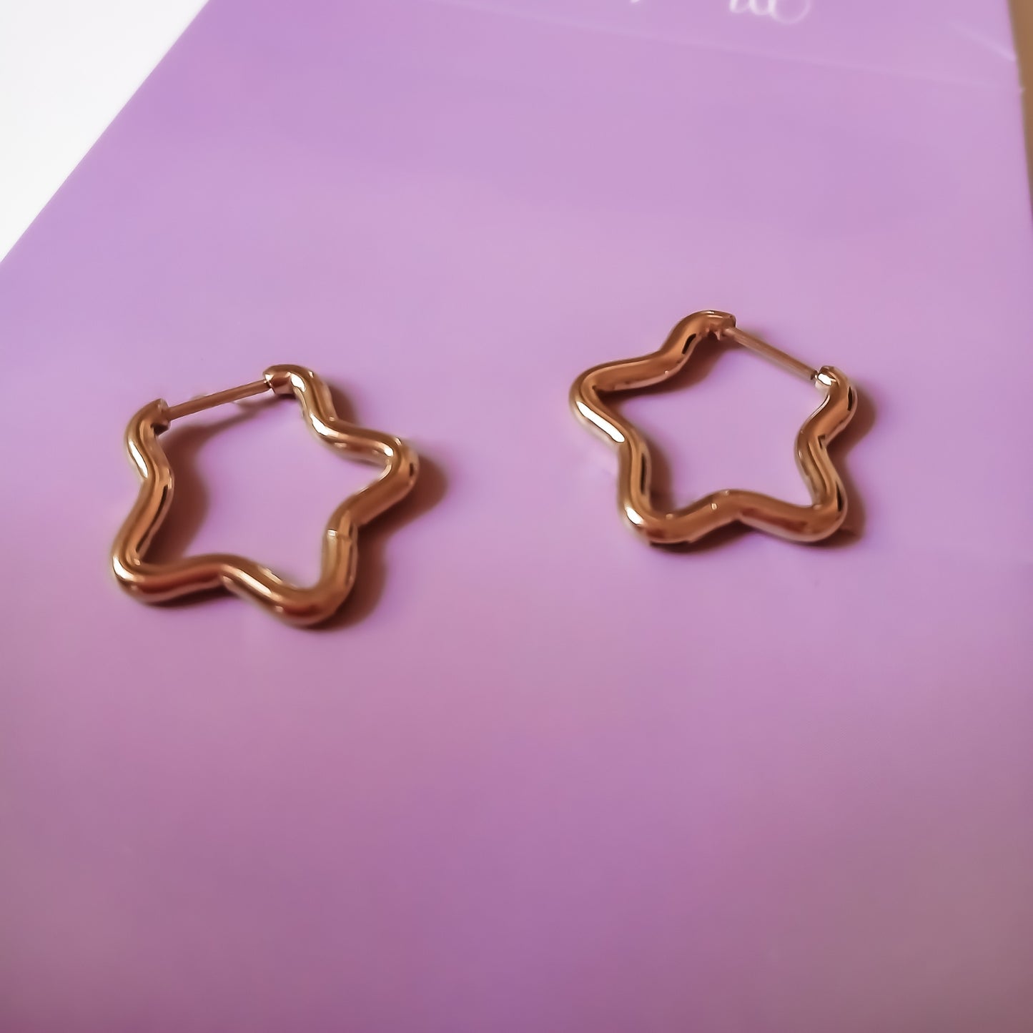 Earrings hoop star - 20 mm | gold + silver