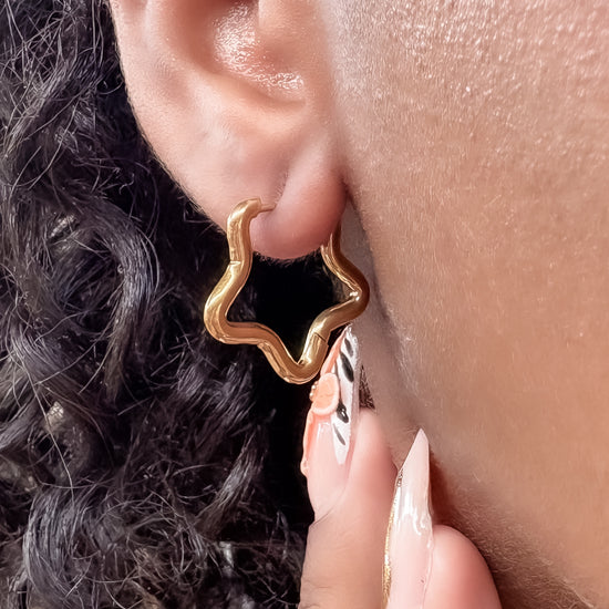 Earrings hoop star - 20 mm | gold + silver