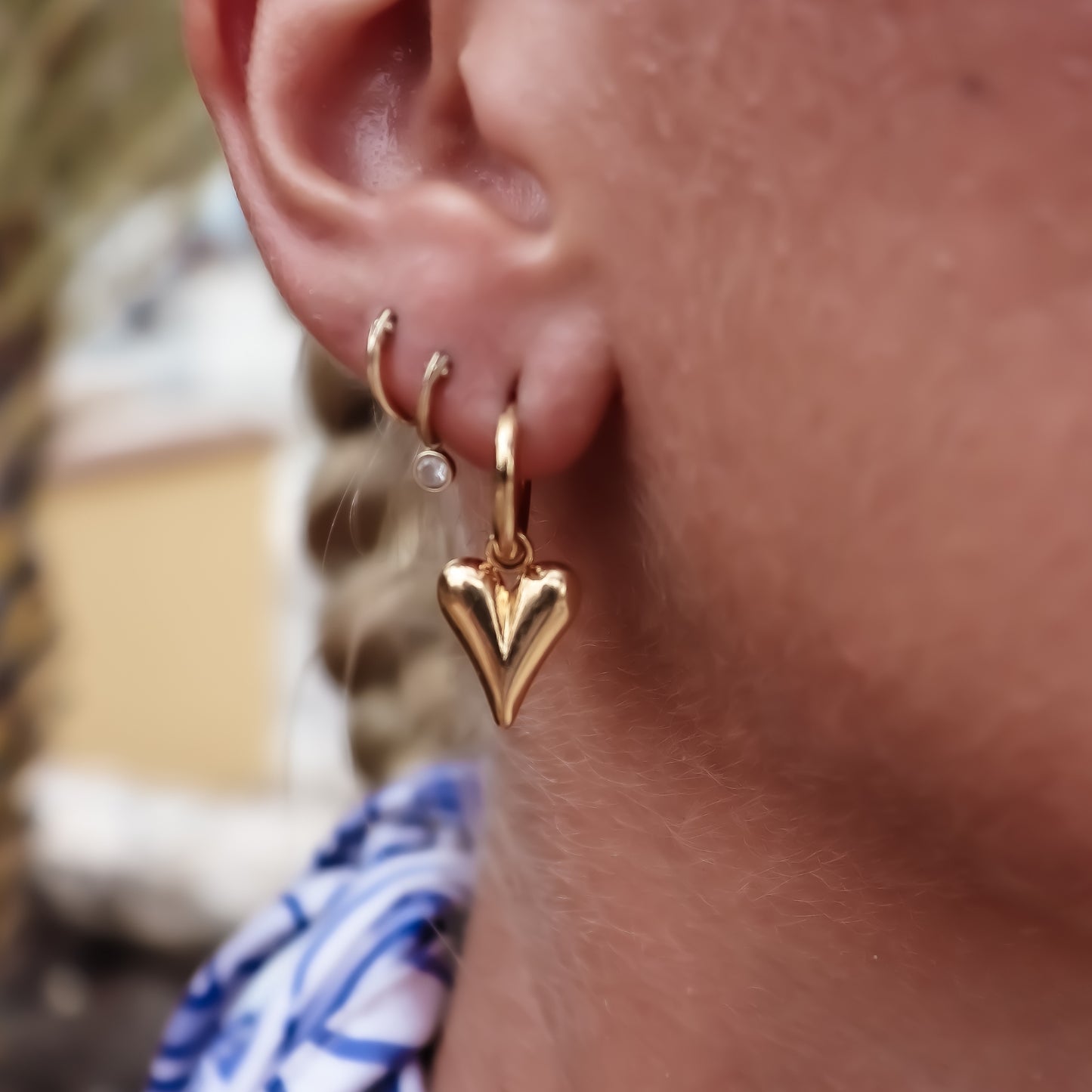 Earring heart bold - gold