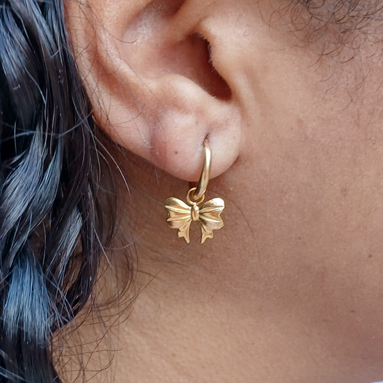 Earring bow - 13 mm | gold & silver