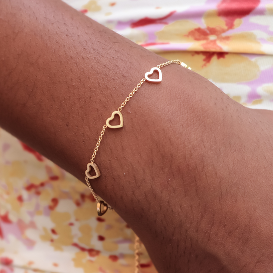 Bracelet small hearts - gold & silver (adults & kids)