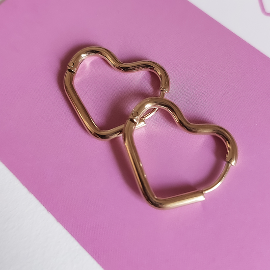 Earring hoops heart - 22 mm | Gold + silver