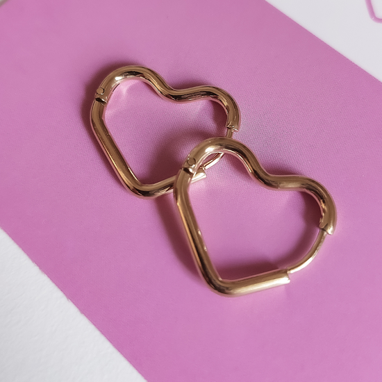 Earring hoops heart - 20 mm | Gold + silver