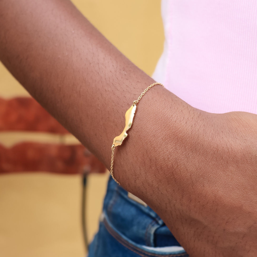 Bracelet Curaçao island shape - gold & silver