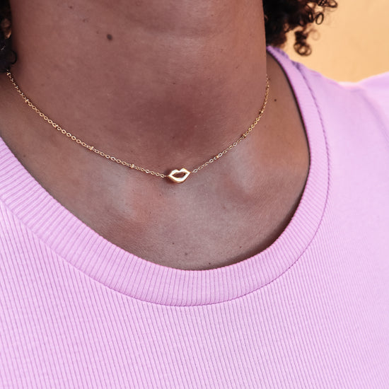 Necklace lips short - gold & silver