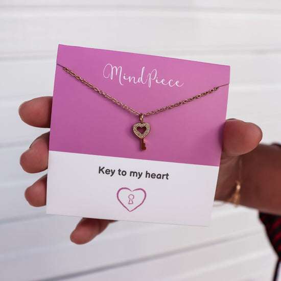 Necklace key heart -  silver