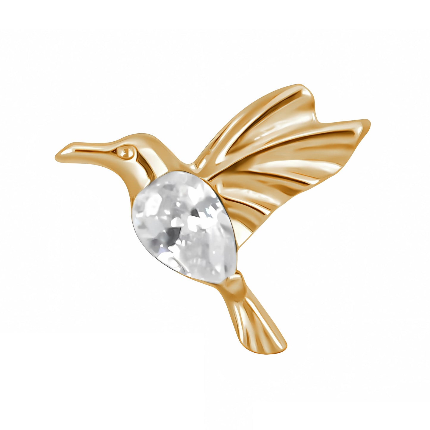 Ear Piercing Hummingbird -  titanium | gold