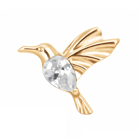 Ear Piercing Hummingbird -  titanium | gold