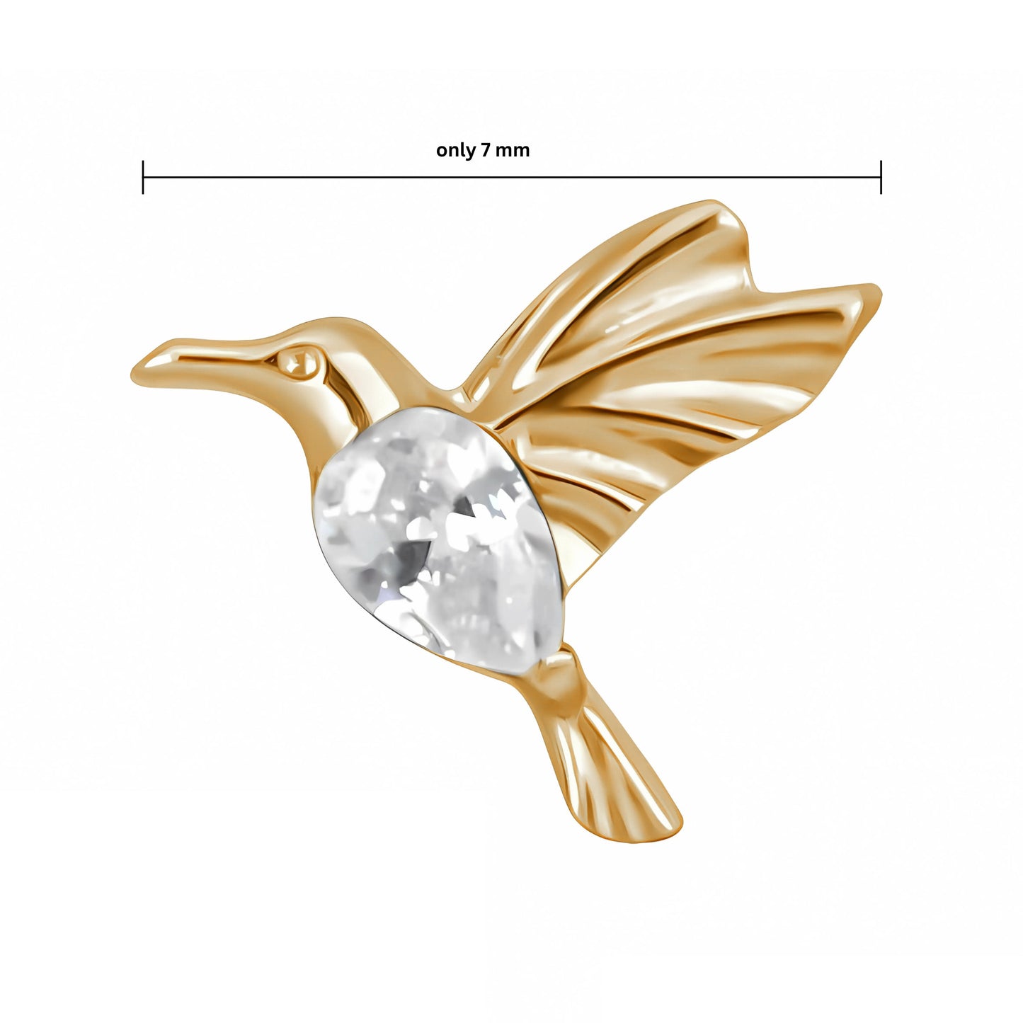 Ear Piercing Hummingbird -  titanium | gold