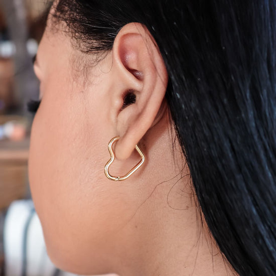 Earring hoops heart - 22 mm | Gold + silver