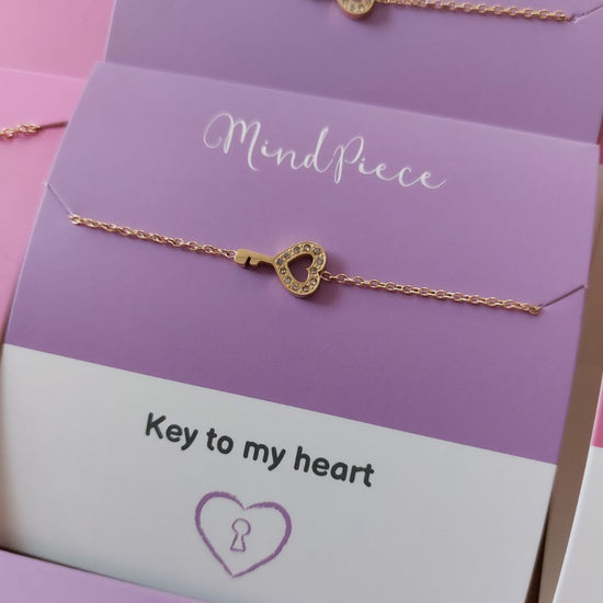 Bracelet key heart -  gold & silver