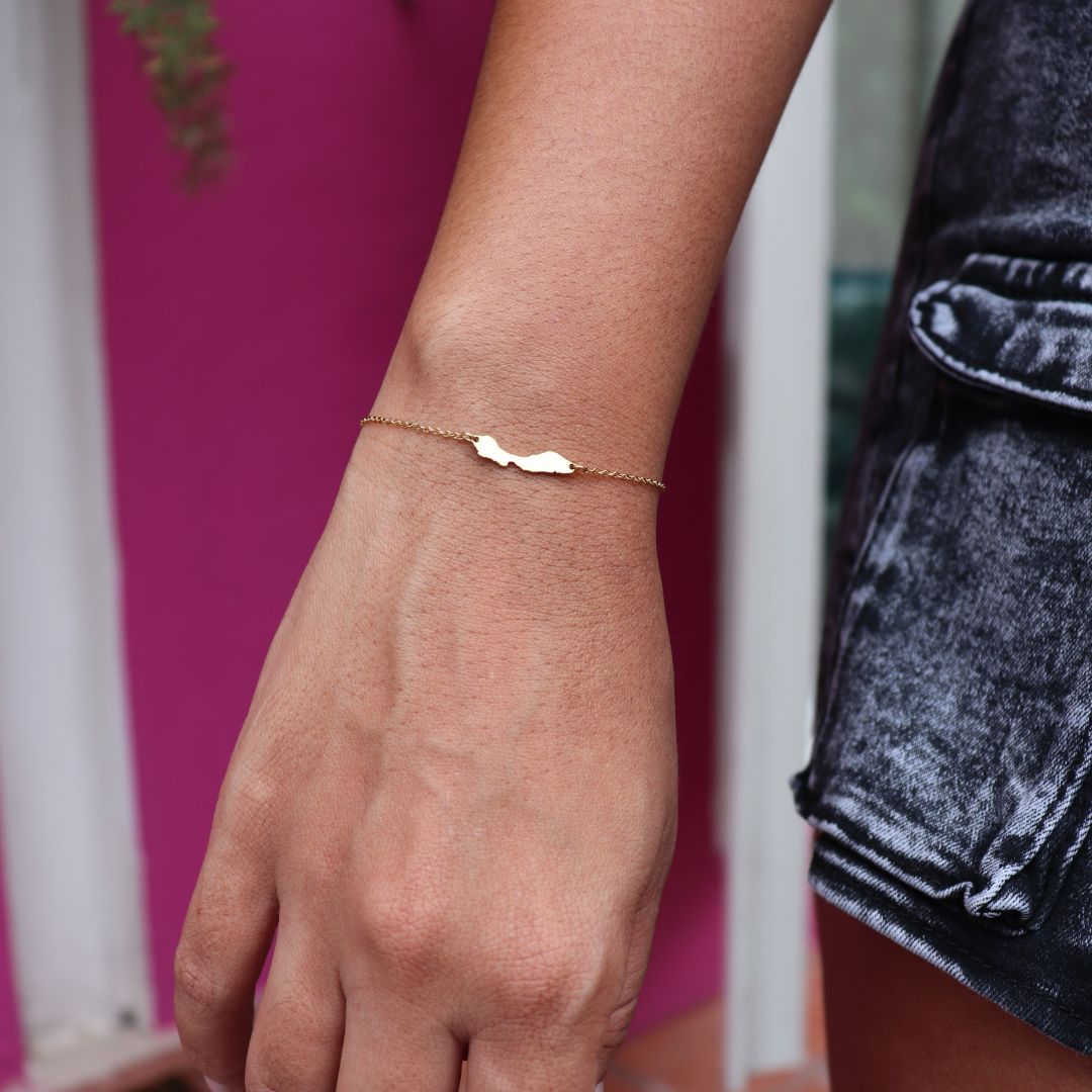 Bracelet Curaçao island shape - gold & silver