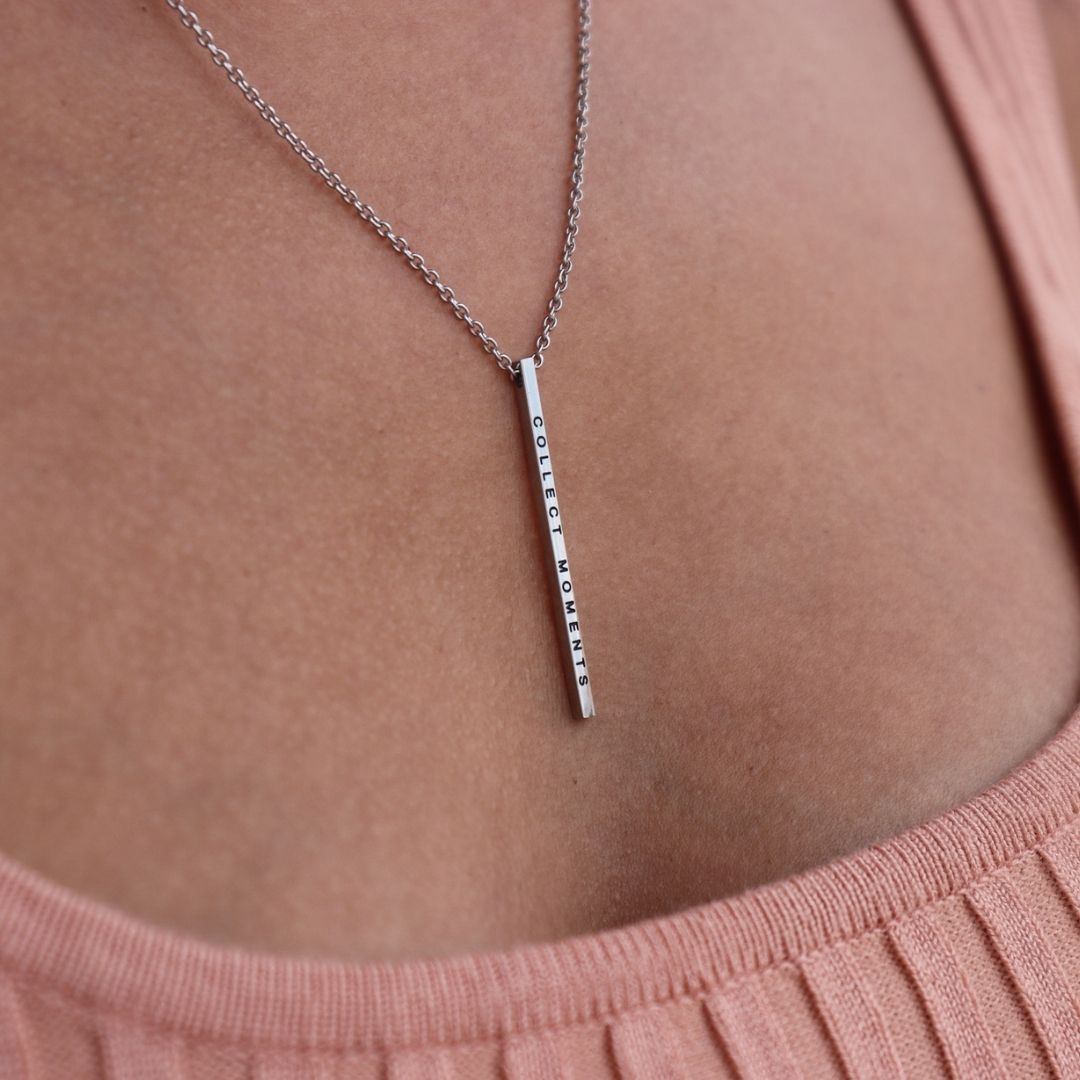 Necklace inspirational different texts - silver & rose