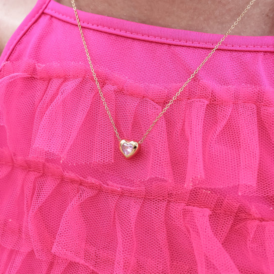 Necklace heart stone pink - gold