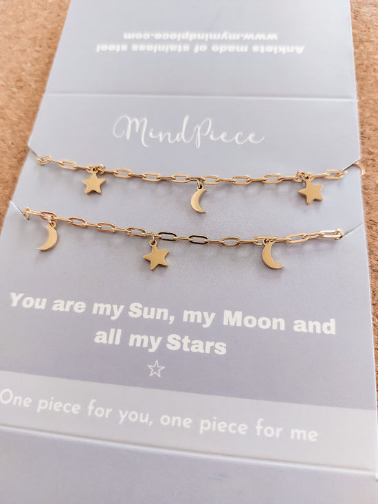 Anklet Moon 2 pcs - You are all my stars | Gold & Silver