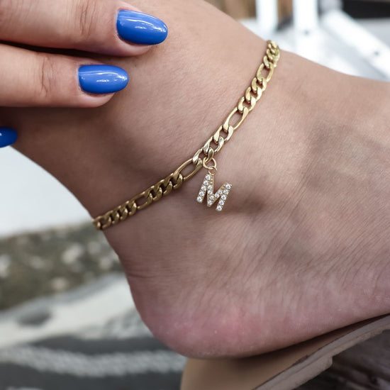 Anklet Initial Zirconia - Gold