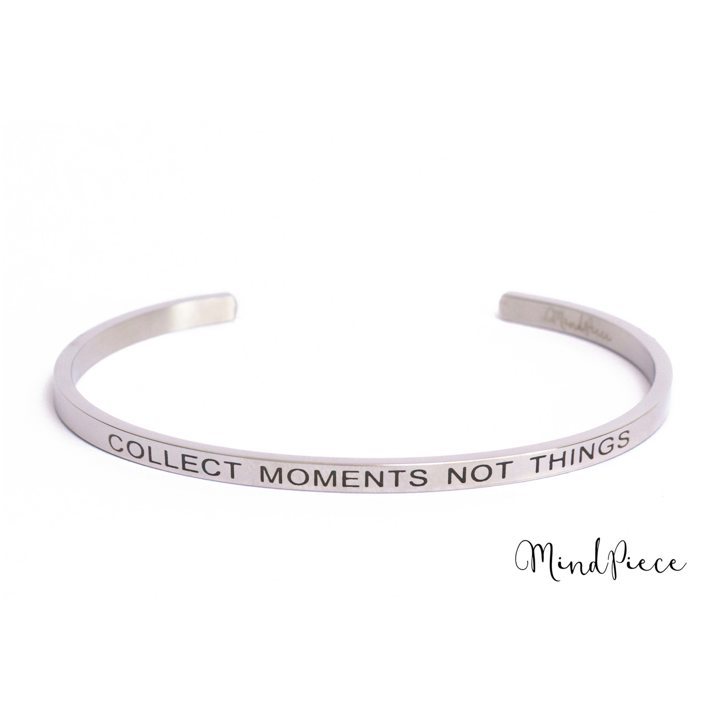 Load image into Gallery viewer, Quote Bracelet - Collect moments not things | silver + rose (1 pcs)
