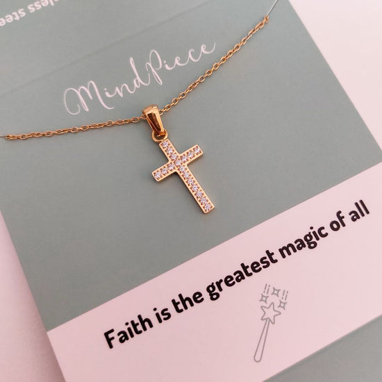 Load image into Gallery viewer, Necklace Cross Zirconia - Gold
