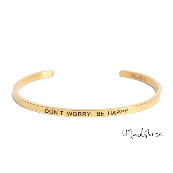 Load image into Gallery viewer, Quote Bracelet - Don&amp;#39;t worry, be happy | gold + rose (1 pcs)
