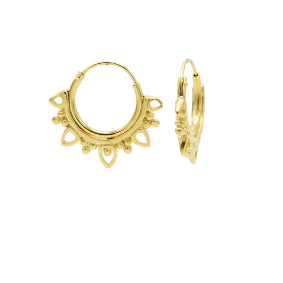 Hoop Earring Solid Dotty Flower - XS 12 mm | gold plated