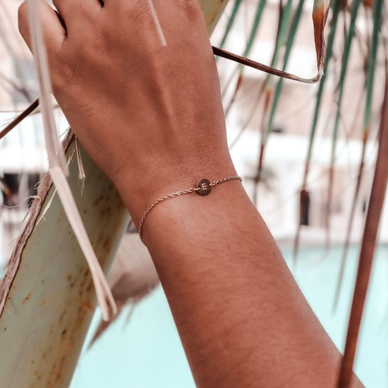 Bracelet initial mini disc | A to Z - gold, silver & rose