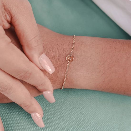 Bracelet initial mini disc | A to Z - gold, silver & rose