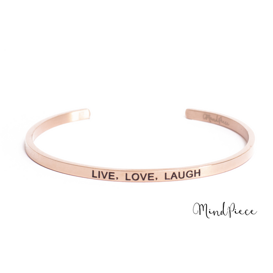 Load image into Gallery viewer, Bracelet quote  | live, love, laugh (1 pcs) - gold, silver, rose

