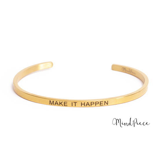 Bracelet quote | make it happen (1 pcs) - gold & silver