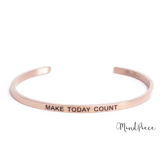 Load image into Gallery viewer, Bracelet quote | make today count (1 pcs) - gold, silver &amp;amp; rose
