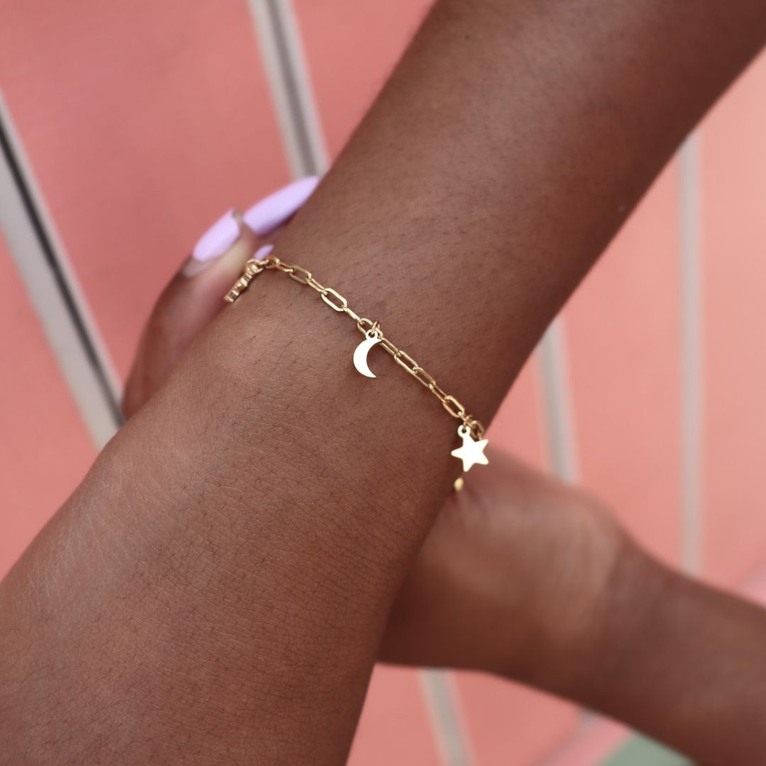 Bracelet moon and stars gold silver – Jewel Junkie Curaçao