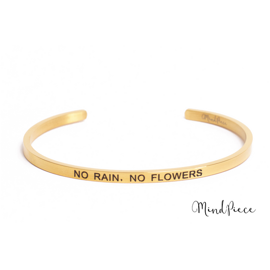 Load image into Gallery viewer, Bracelet quote | no rain, no flowers (1 pcs) - silver &amp;amp; rose
