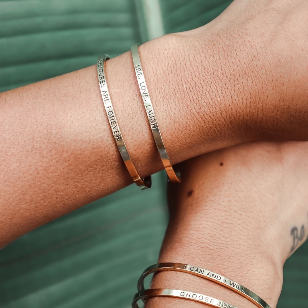 Bracelet quote  | live, love, laugh (1 pcs) - gold, silver, rose
