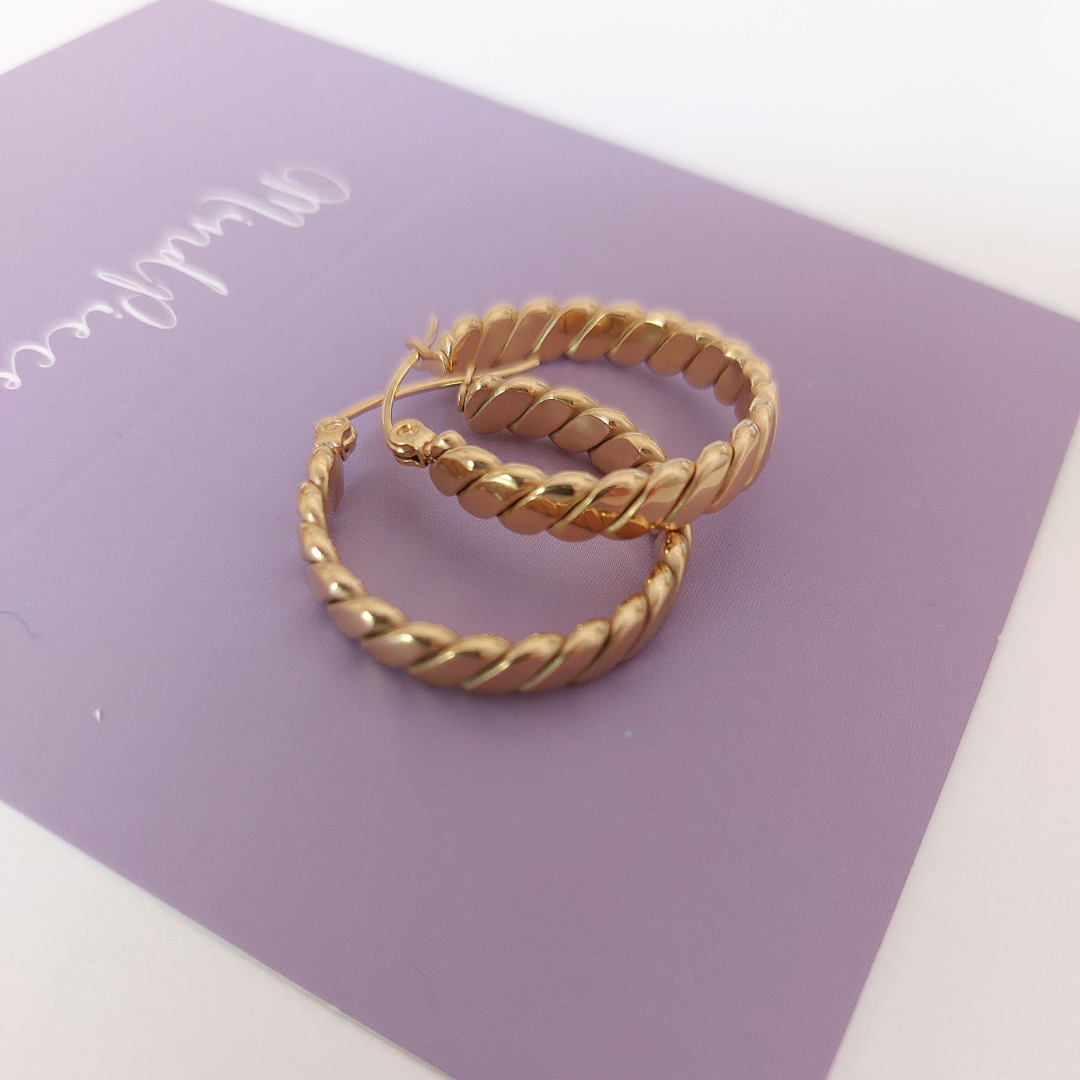Earring Hoops Chunky Twist - 25 & 30 mm | Gold