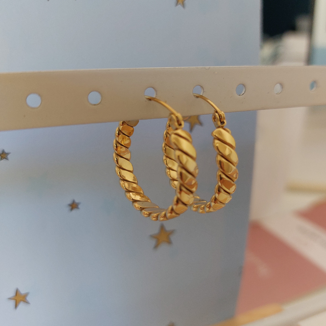 Earring Hoops Chunky Twist - 25 & 30 mm | Gold