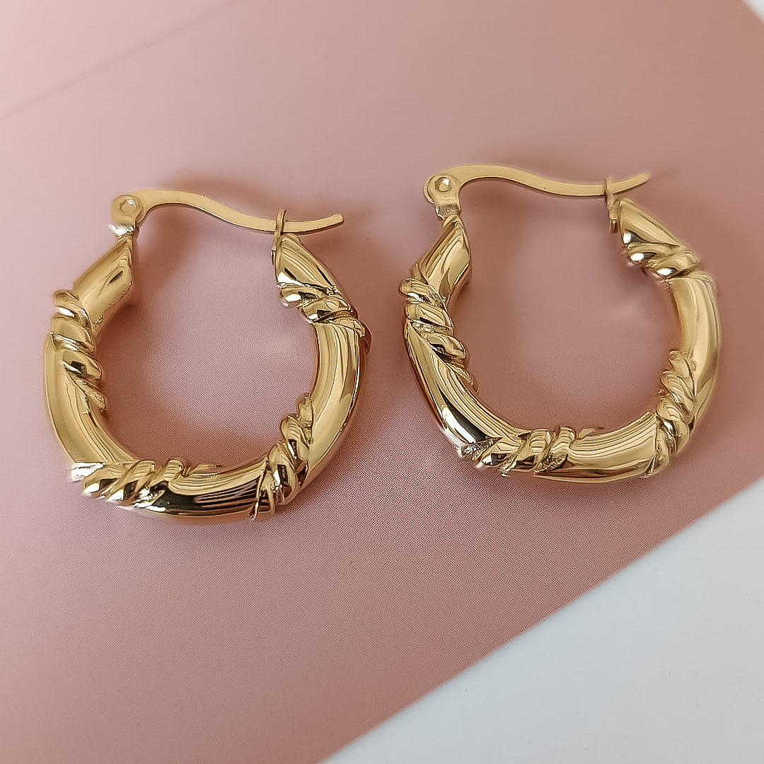 Load image into Gallery viewer, Earring hoops rope twist | 25mm - gold
