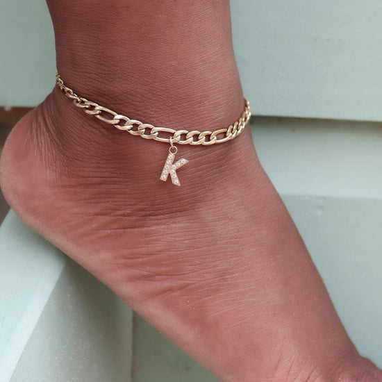 Anklet initial zirconia - gold