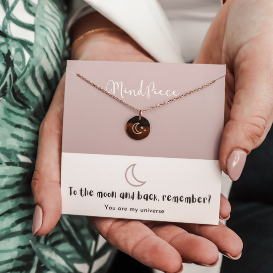 Necklace disc moon - gold & silver