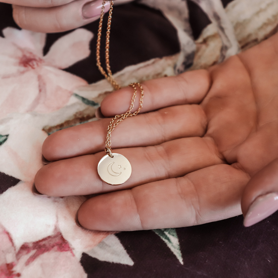 Necklace Disc Moon - Gold & Silver