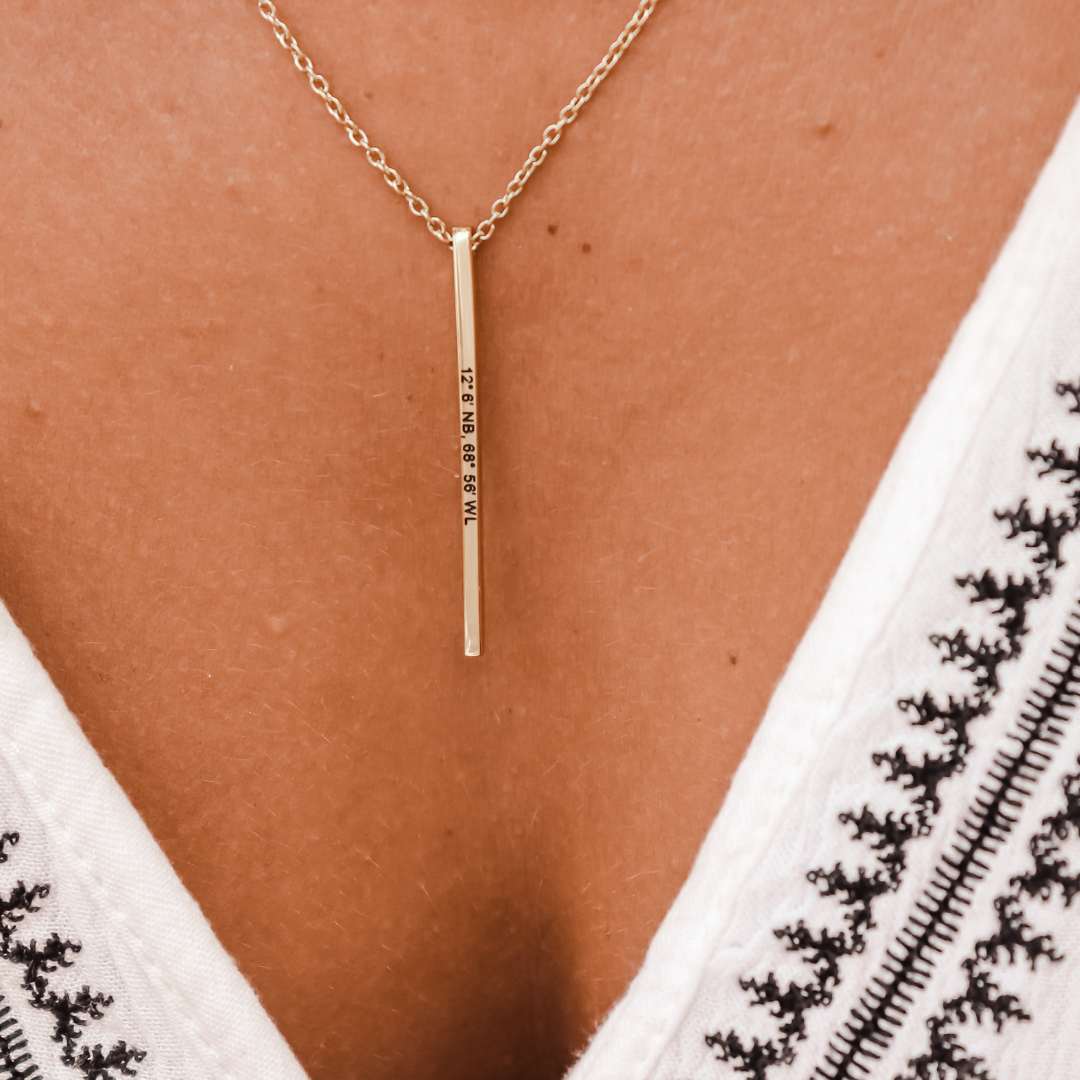 Necklace GPS coordinates Curacao gold silver rose Jewel Junkie Curacao