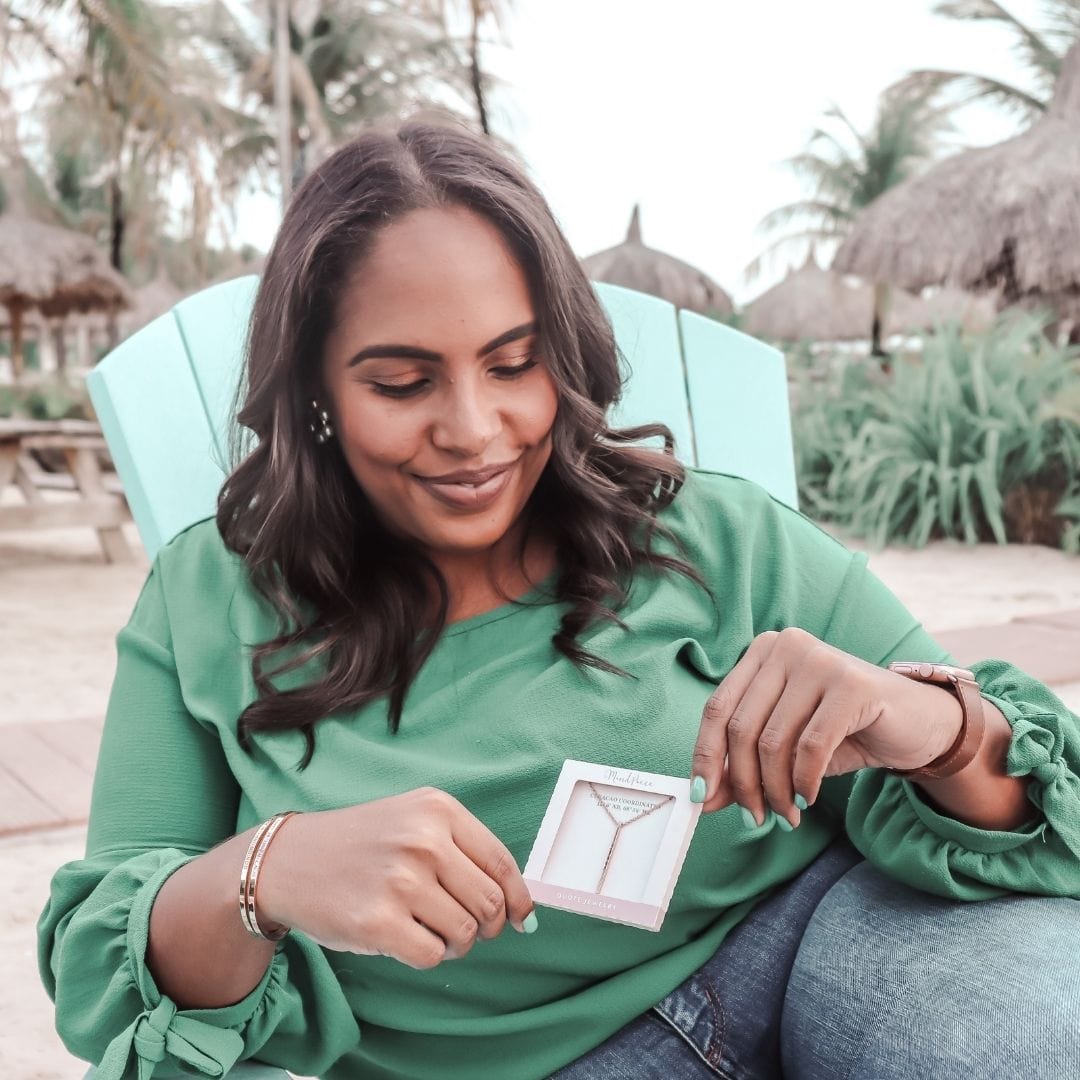 Necklace GPS coordinates Curaçao - gold, silver & rose