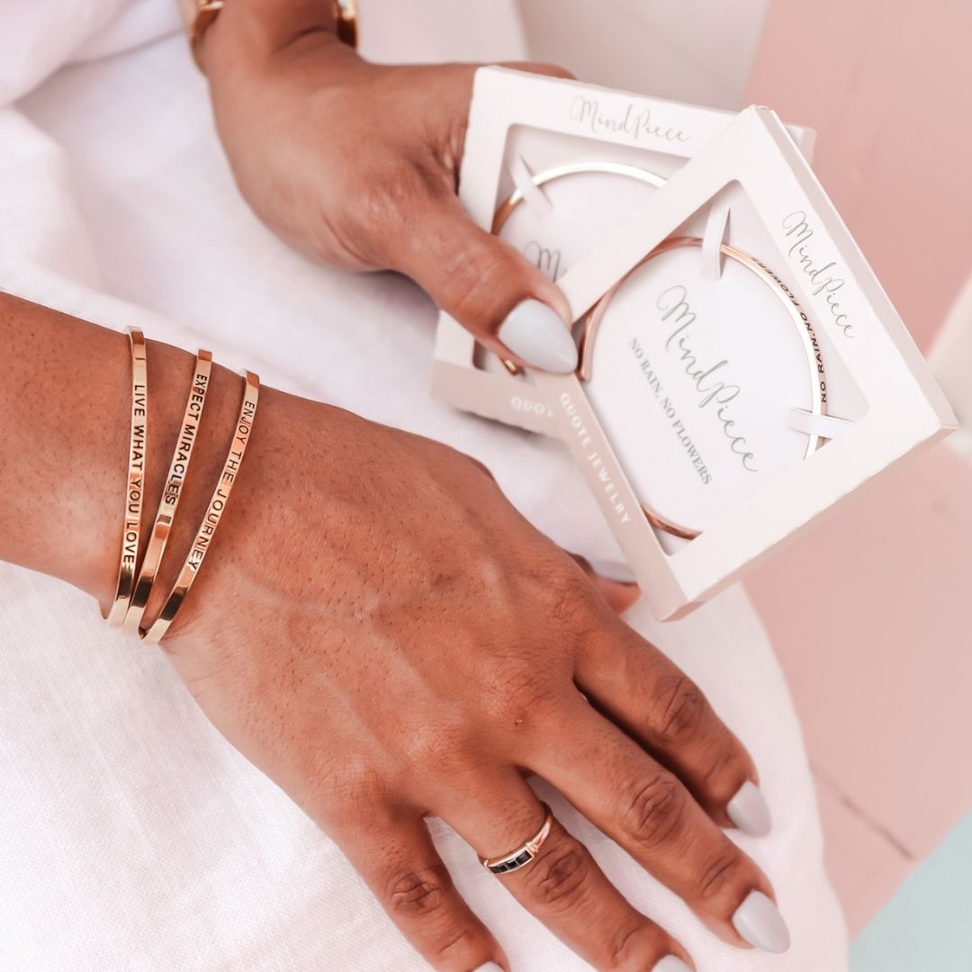 Bracelet quote  | live, love, laugh (1 pcs) - gold, silver, rose